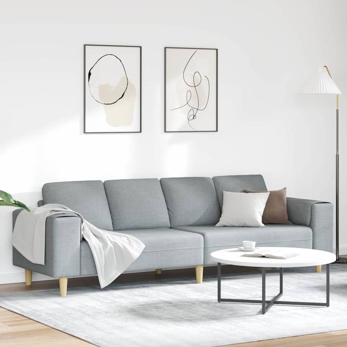 vidaXL Καναπές σαλονιού Ανοιχτό γκρι 250 x 77 x 76 εκ. Πολυεστέρας