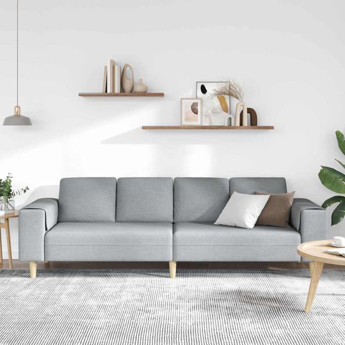 vidaXL Καναπές σαλονιού Ανοιχτό γκρι 250 x 77 x 76 εκ. Πολυεστέρας