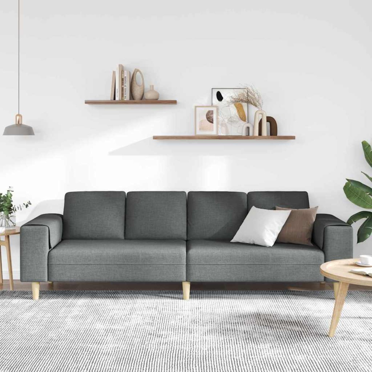 vidaXL Καναπές σαλονιού Σκούρο Γκρι 250 x 77 x 76 εκ. Πολυεστέρας