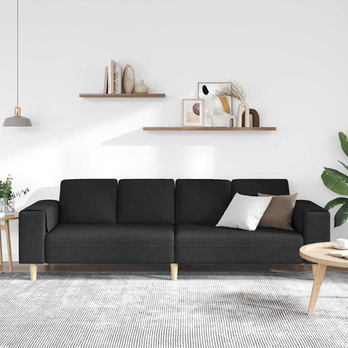 vidaXL Καναπές σαλονιού Μαύρο 250 x 77 x 76 εκ. Πολυεστέρας