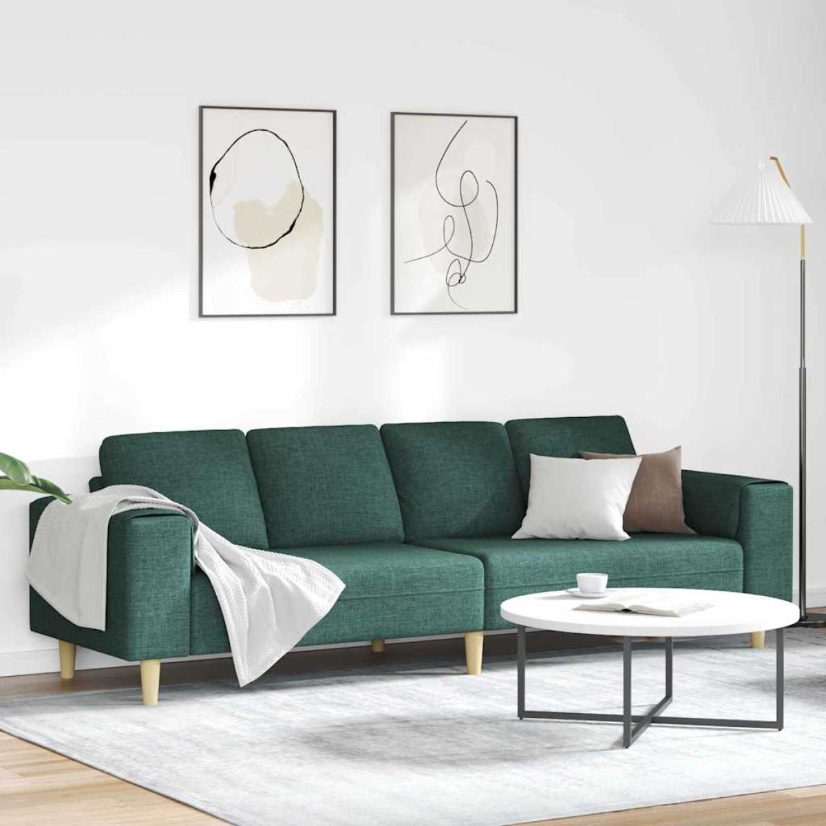 vidaXL Καναπές σαλονιού Σκούρο Πράσινο 250 x 77 x 76 εκ. Πολυεστέρας