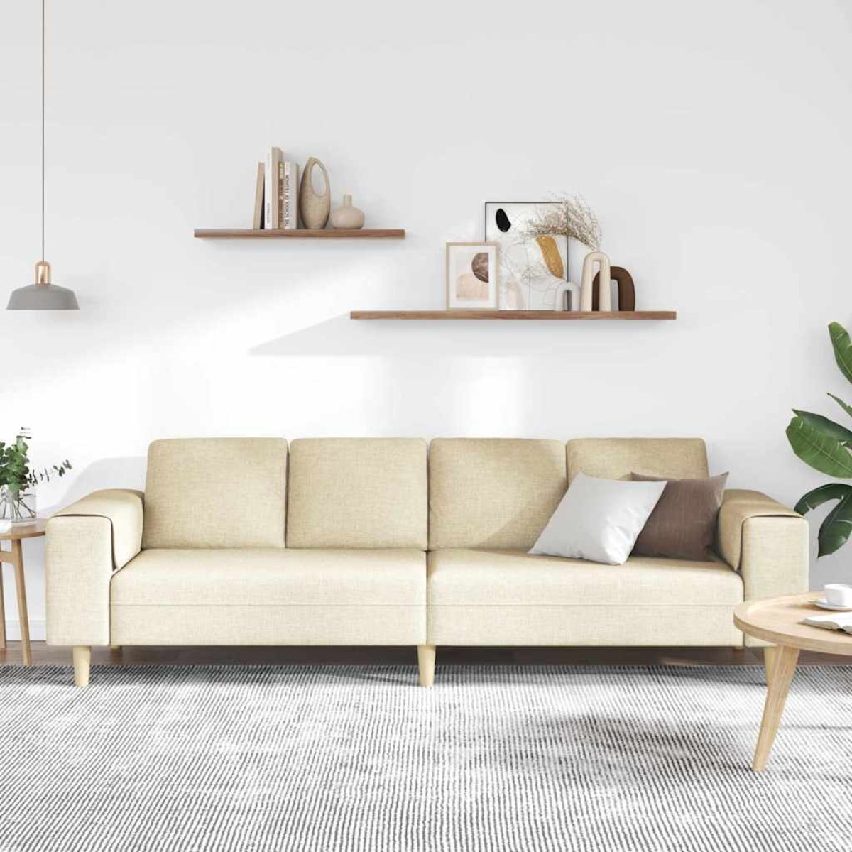 vidaXL Καναπές σαλονιού Κρεμ 250 x 77 x 76 εκ. Πολυεστέρας
