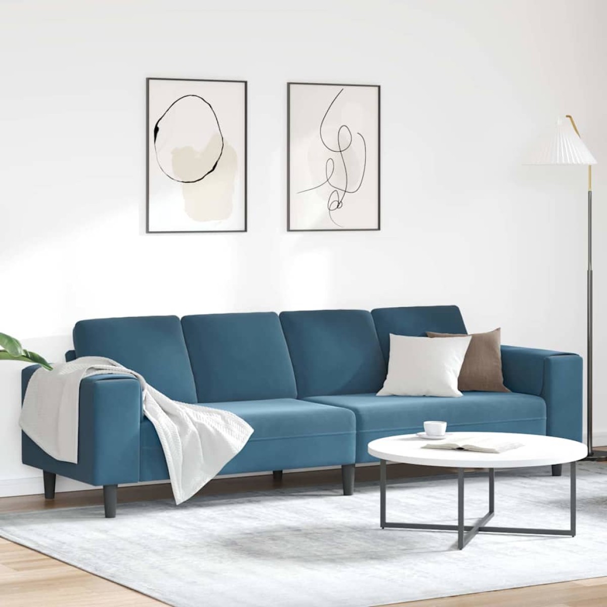 vidaXL Καναπές σαλονιού Μπλε 250 x 77 x 76 εκ.