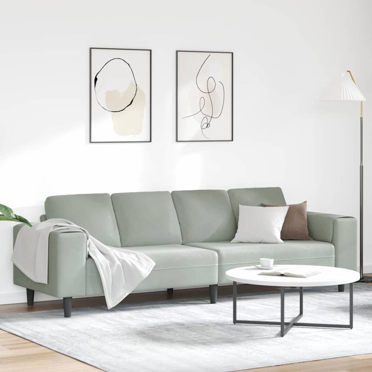 vidaXL Καναπές σαλονιού Ανοιχτό γκρι 250 x 77 x 76 εκ.