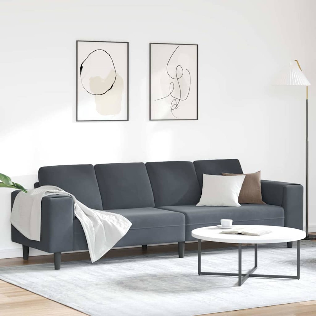 vidaXL Καναπές σαλονιού Σκούρο Γκρι 250 x 77 x 76 εκ.