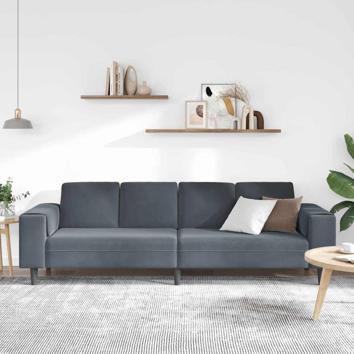 vidaXL Καναπές σαλονιού Σκούρο Γκρι 250 x 77 x 76 εκ.