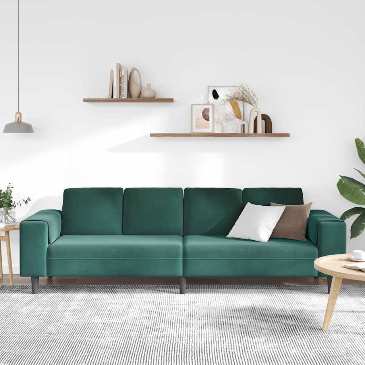 vidaXL Καναπές σαλονιού Σκούρο Πράσινο 250 x 77 x 76 εκ.
