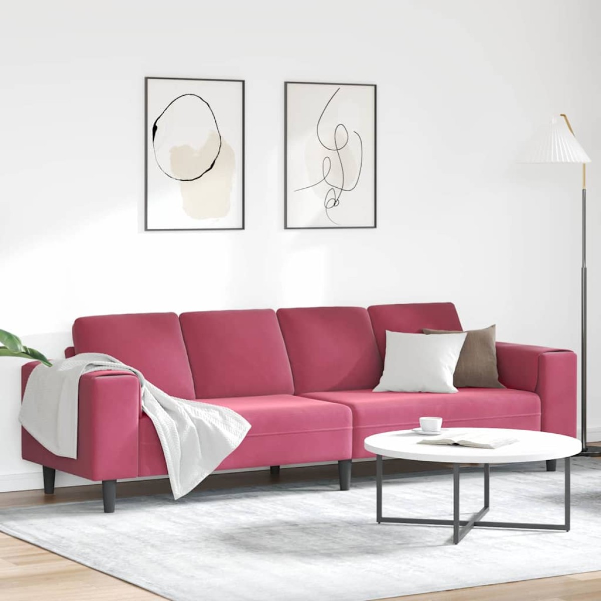vidaXL Καναπές σαλονιού Κόκκινο 250 x 77 x 76 εκ.
