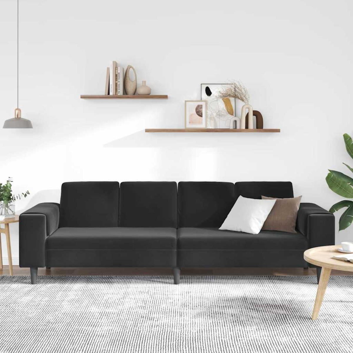vidaXL Καναπές σαλονιού Μαύρο 250 x 77 x 76 εκ.