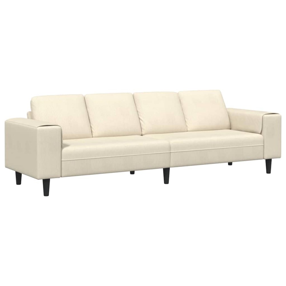 vidaXL Καναπές Κρεμ 250 x 77 x 76 εκ. Υφασμάτινο Κορντουρά