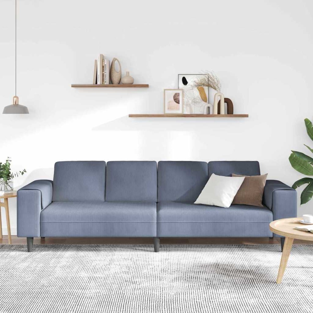 vidaXL Καναπές Μπλε 250 x 77 x 76 εκ. Υφασμάτινο Κορντουρά