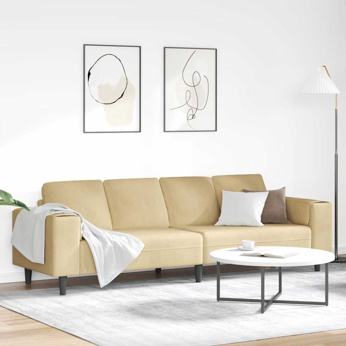 vidaXL Καναπές Γκρι Πράσινο 250 x 77 x 76 εκ. Υφασμάτινο Κορντουρά