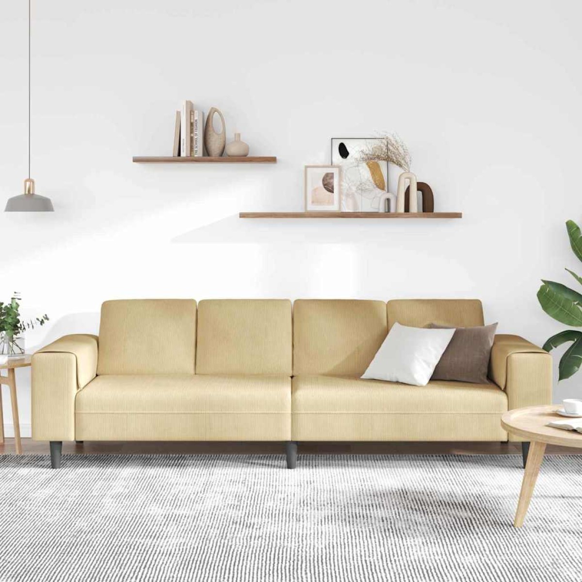 vidaXL Καναπές Γκρι Πράσινο 250 x 77 x 76 εκ. Υφασμάτινο Κορντουρά