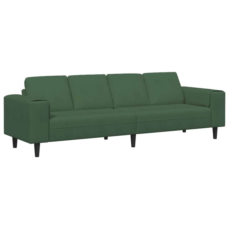vidaXL Καναπές Σκούρο Πράσινο 250 x 77 x 76 εκ. Υφασμάτινο Κορντουρά