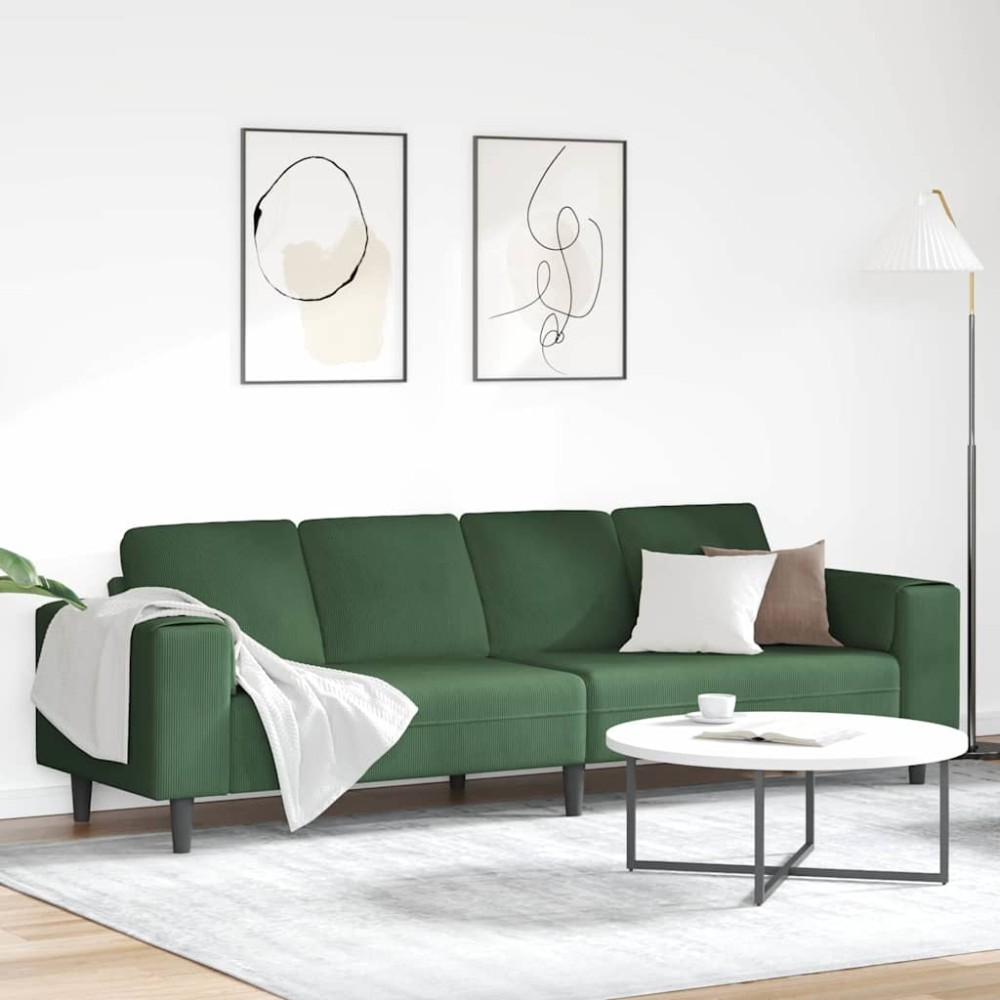 vidaXL Καναπές Σκούρο Πράσινο 250 x 77 x 76 εκ. Υφασμάτινο Κορντουρά