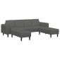 vidaXL Καναπές Σκούρο Γκρι 250 x 188 x 76 εκ. Υφασμάτινο Κορντουρά
