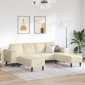 vidaXL Καναπές Κρεμ 250 x 188 x 76 εκ. Υφασμάτινο Κορντουρά