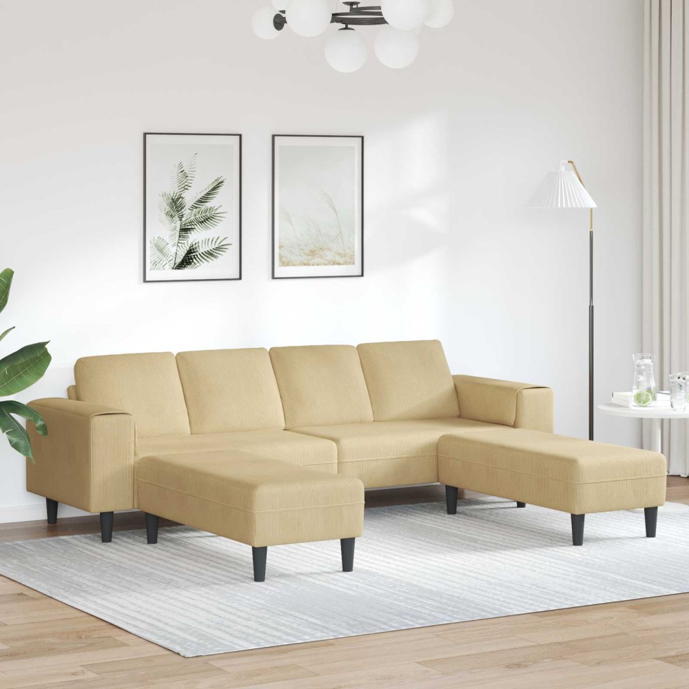 vidaXL Καναπές Γκρι Πράσινο 250 x 188 x 76 εκ. Υφασμάτινο Κορντουρά