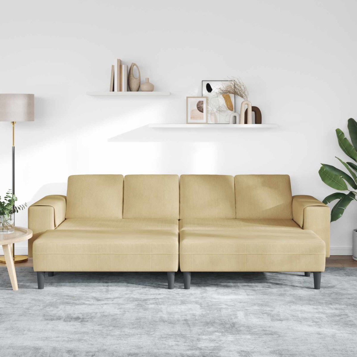 vidaXL Καναπές Γκρι Πράσινο 250 x 188 x 76 εκ. Υφασμάτινο Κορντουρά