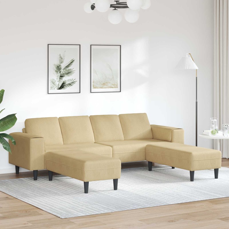 vidaXL Καναπές Γκρι Πράσινο 250 x 188 x 76 εκ. Υφασμάτινο Κορντουρά