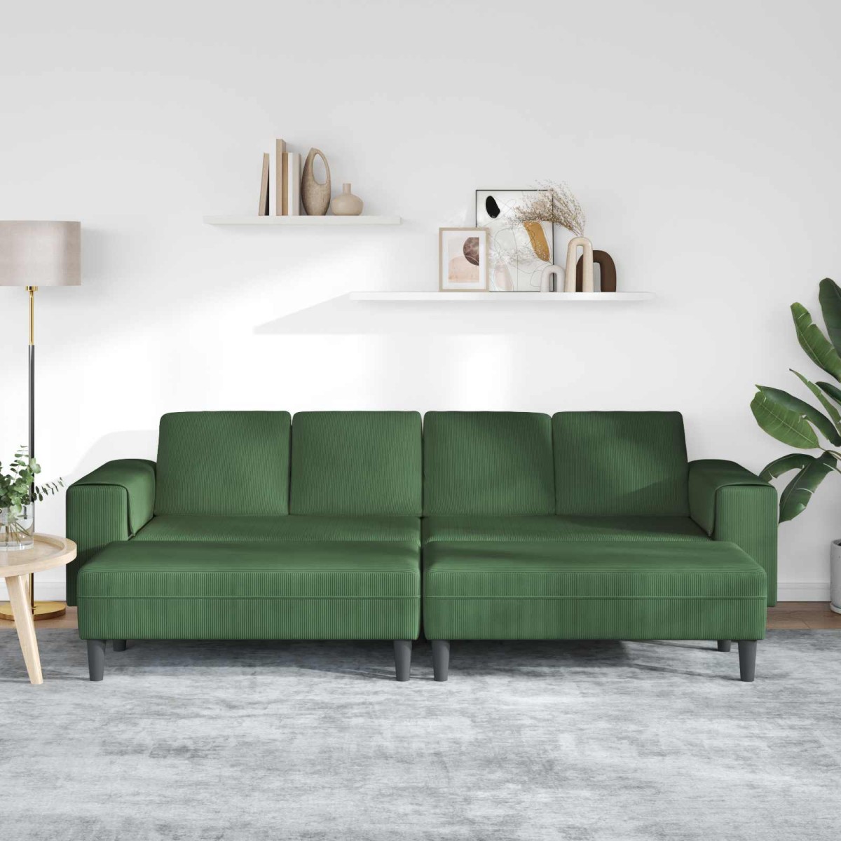 vidaXL Καναπές Σκούρο Πράσινο 250 x 188 x 76 εκ. Υφασμάτινο Κορντουρά