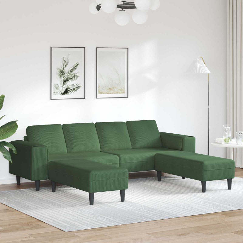 vidaXL Καναπές Σκούρο Πράσινο 250 x 188 x 76 εκ. Υφασμάτινο Κορντουρά