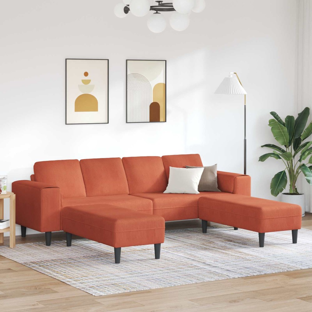 vidaXL Καναπές Κόκκινο Πορτοκαλί 250 x 188 x 76 εκ.
