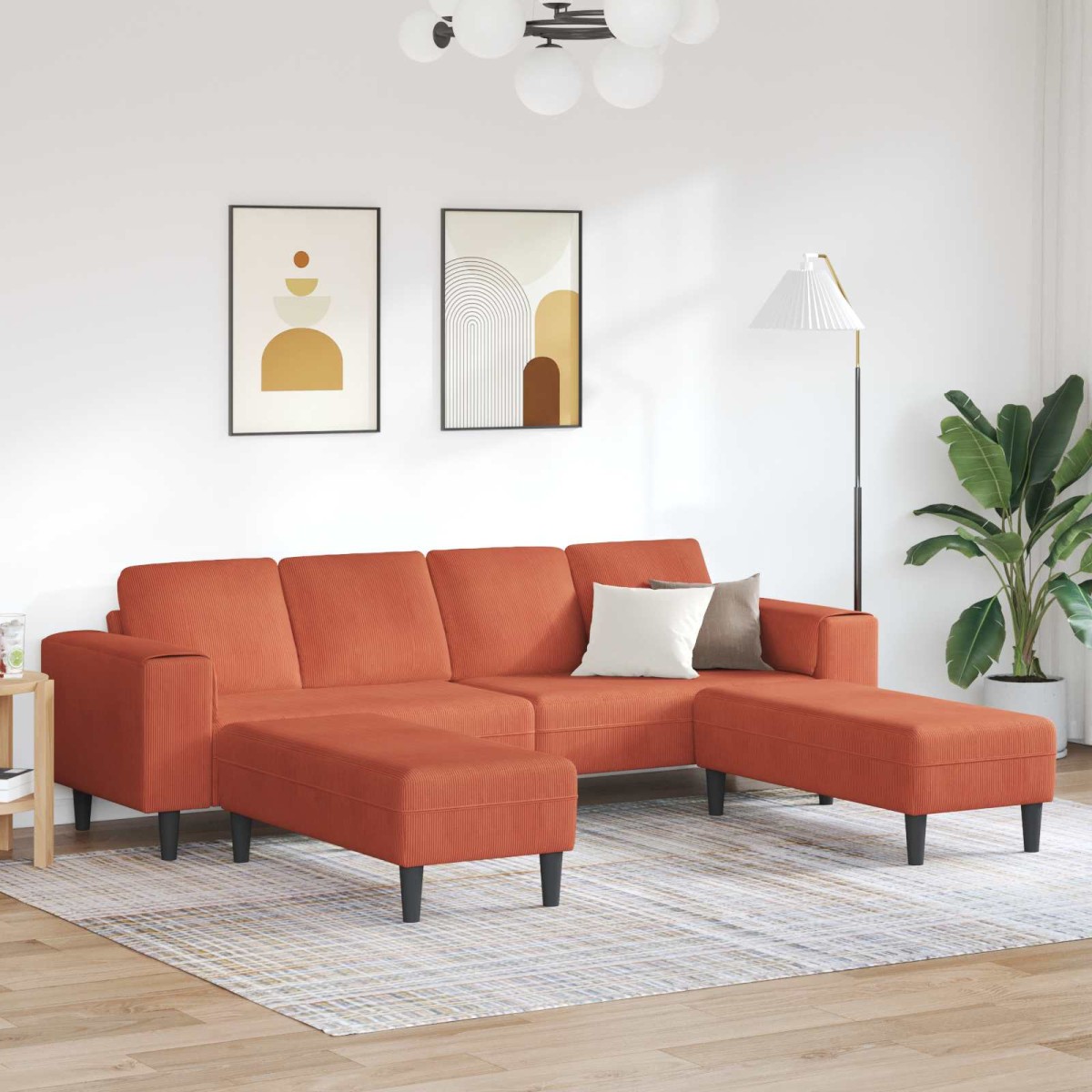 vidaXL Καναπές Κόκκινο Πορτοκαλί 250 x 188 x 76 εκ.