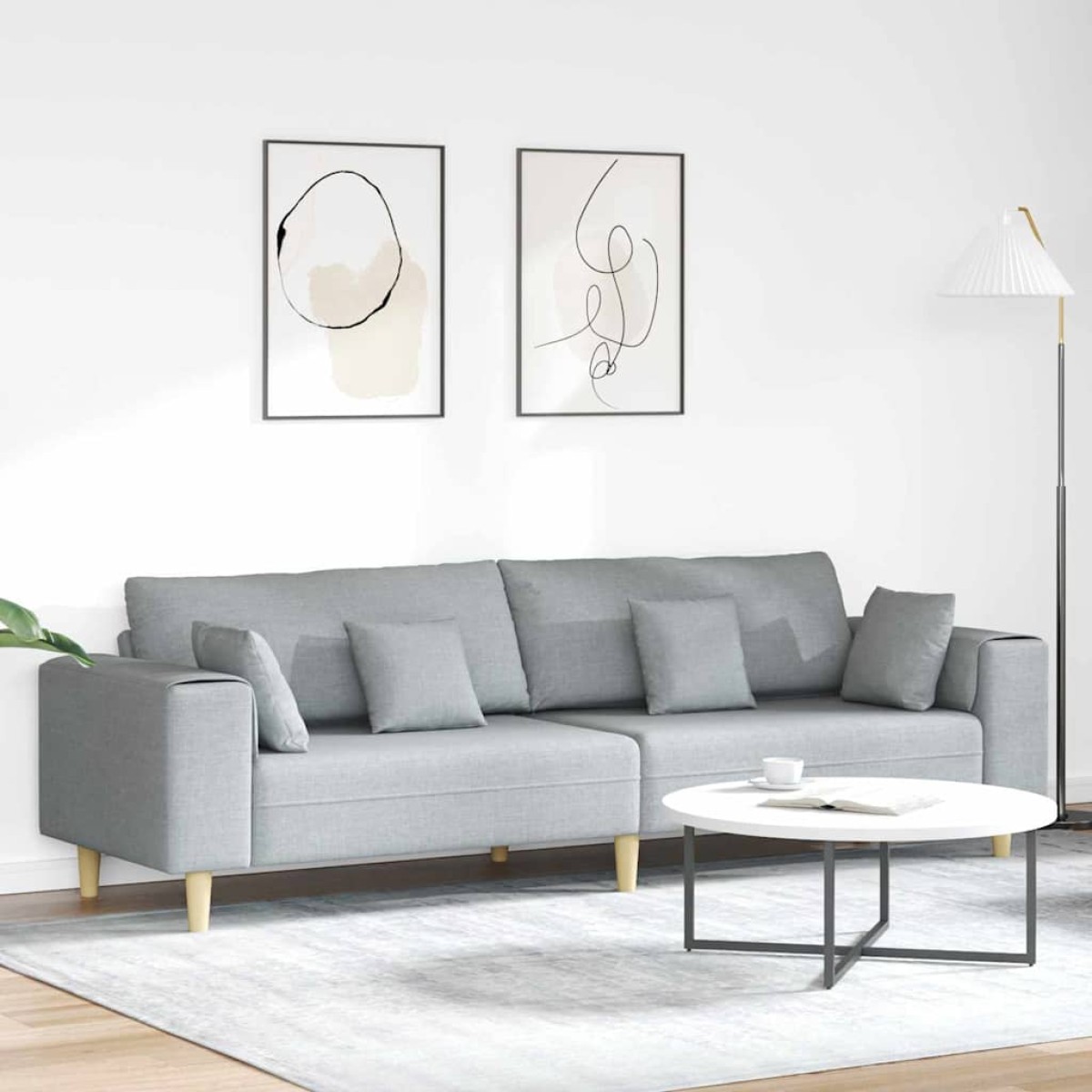 vidaXL Καναπές Ανοιχτό γκρι 250 x 77 x 76 εκ. ύφασμα