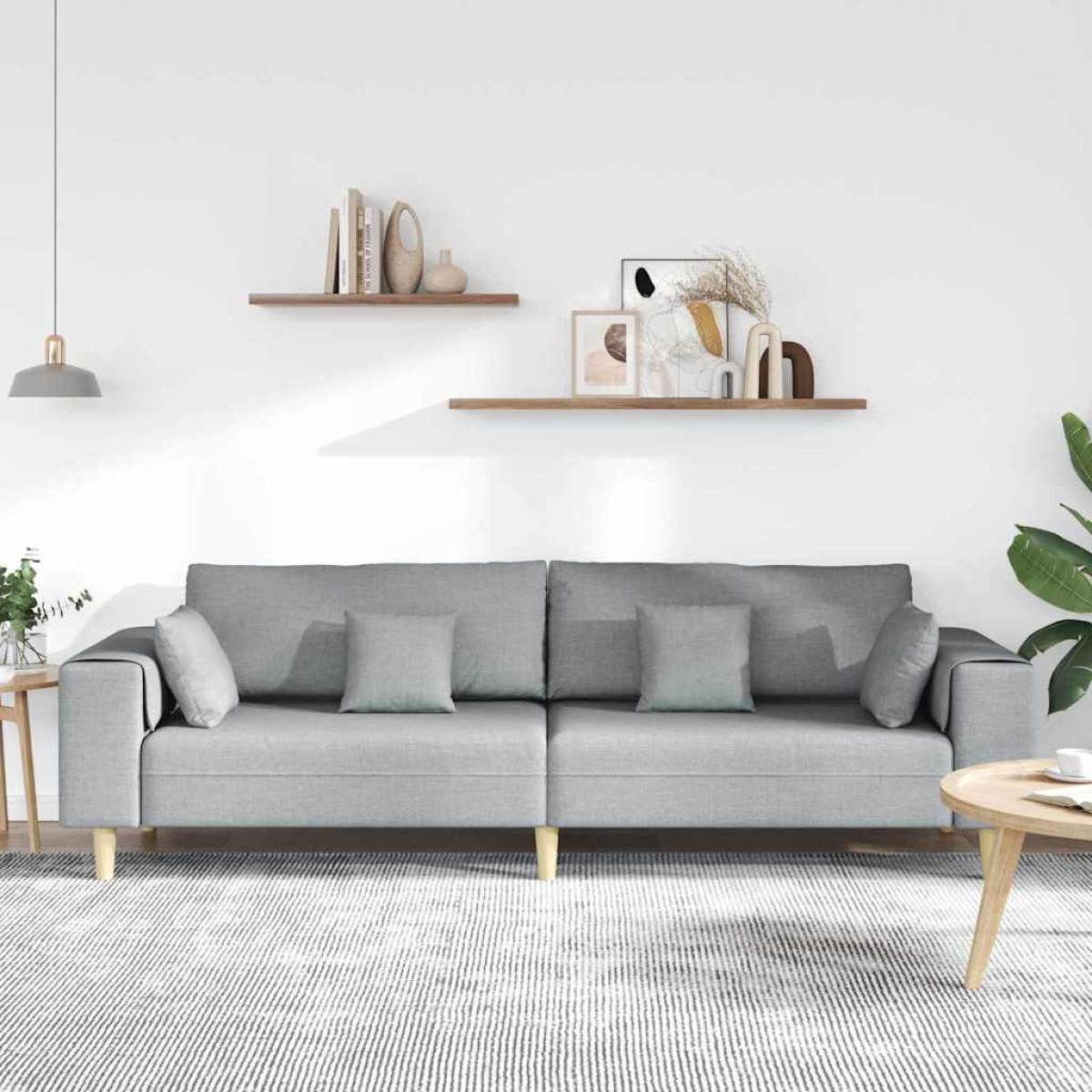 vidaXL Καναπές Ανοιχτό γκρι 250 x 77 x 76 εκ. ύφασμα