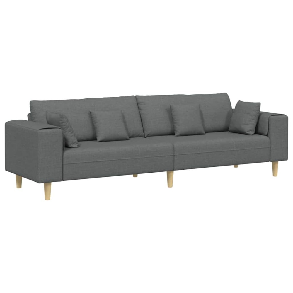 vidaXL Καναπές με μαξιλάρι Σκούρο Γκρι 250 x 77 x 76 εκ. ύφασμα