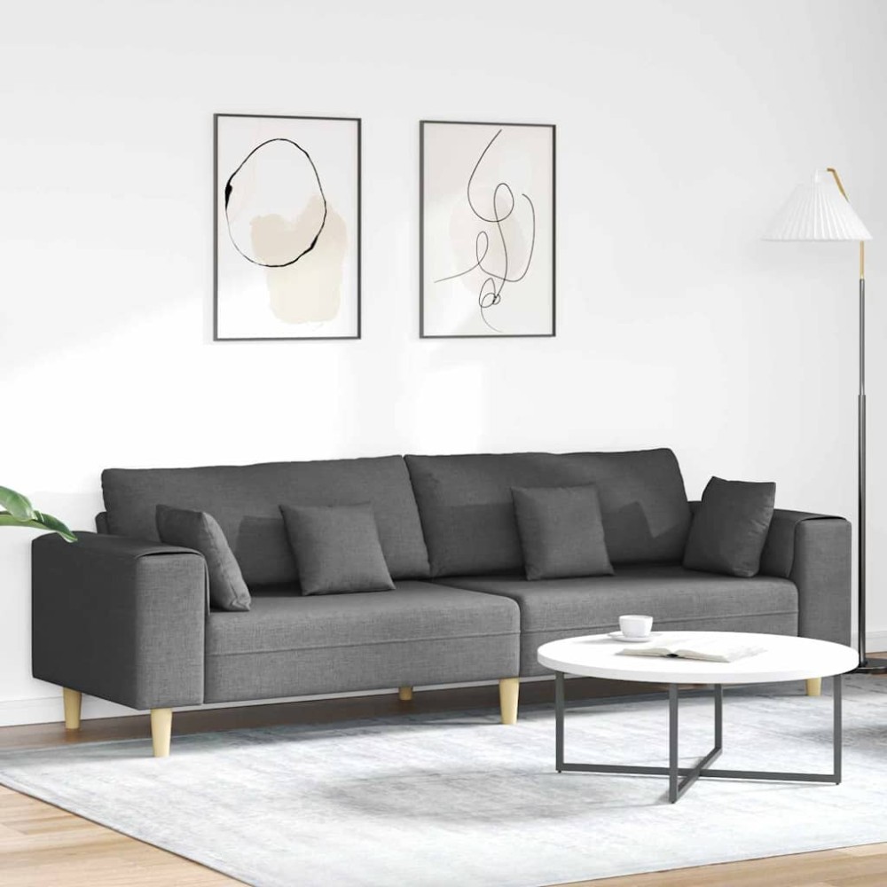 vidaXL Καναπές με μαξιλάρι Σκούρο Γκρι 250 x 77 x 76 εκ. ύφασμα
