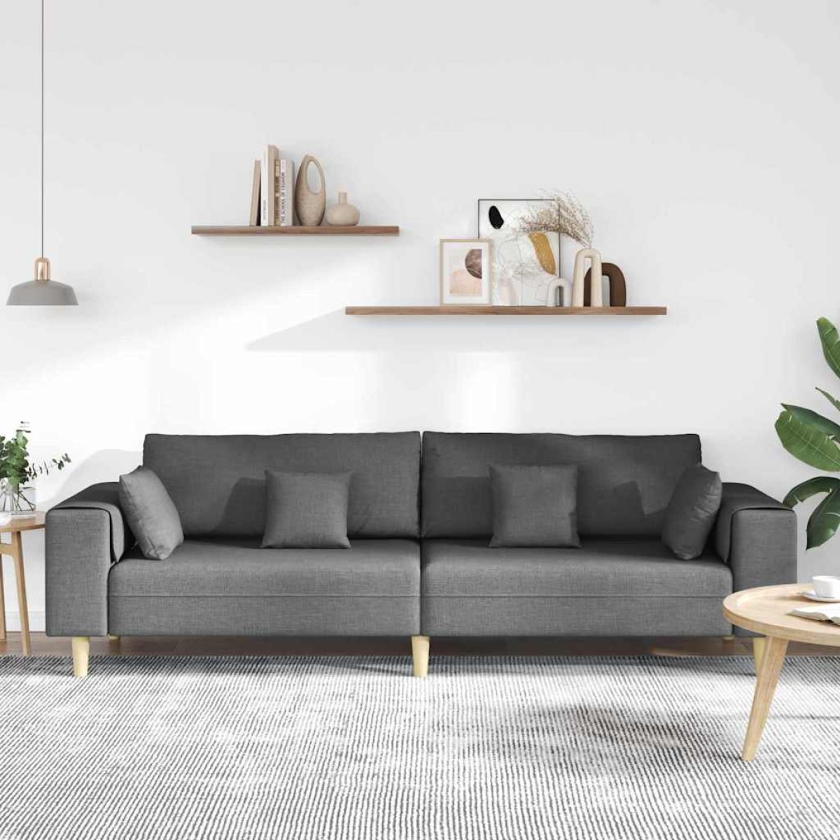 vidaXL Καναπές Σκούρο Γκρι 250 x 77 x 76 εκ. ύφασμα