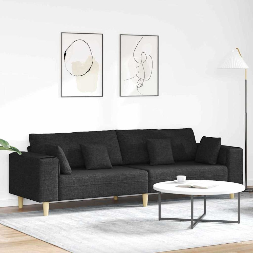 vidaXL Καναπές με μαξιλάρι Μαύρο 250 x 77 x 76 εκ. ύφασμα