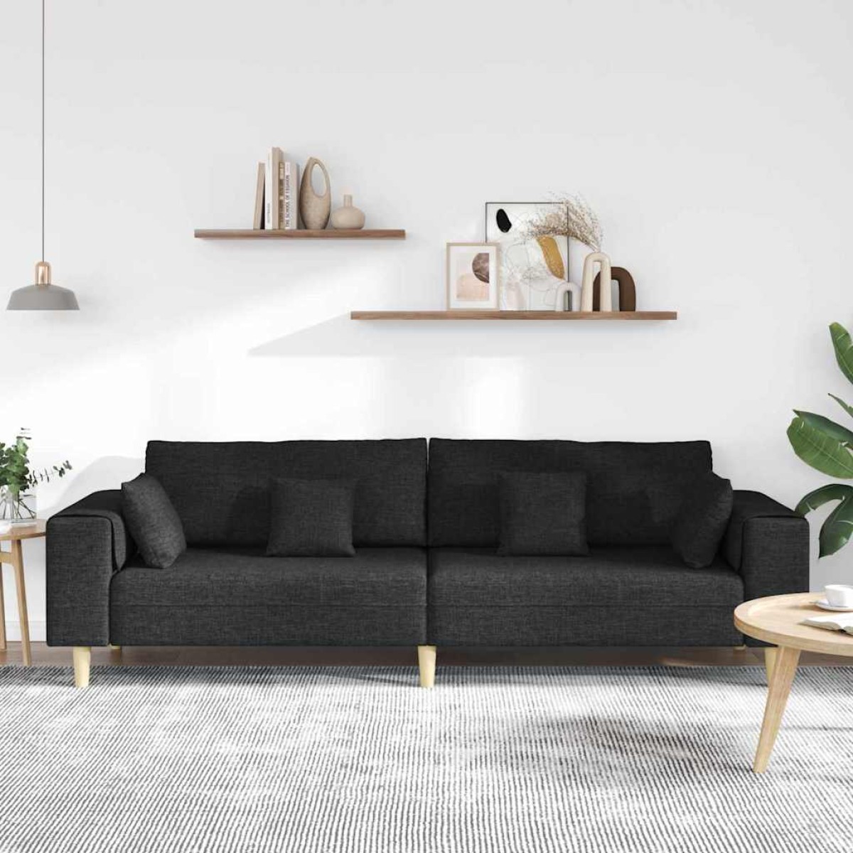 vidaXL Καναπές Μαύρο 250 x 77 x 76 εκ. ύφασμα