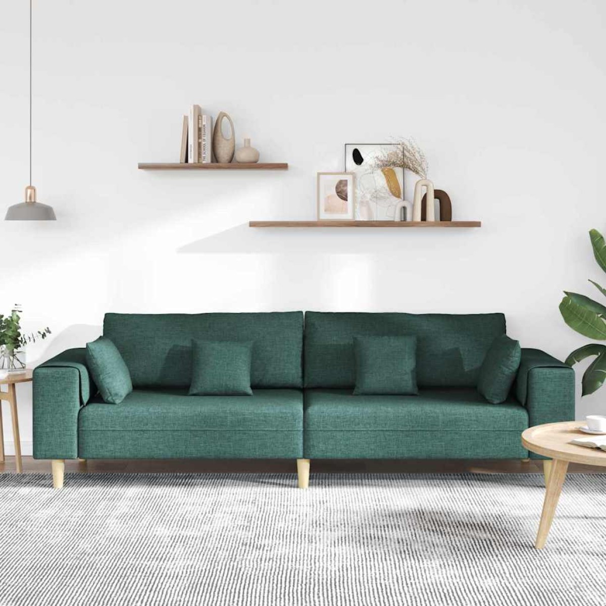 vidaXL Καναπές Σκούρο Πράσινο 250 x 77 x 76 εκ. ύφασμα