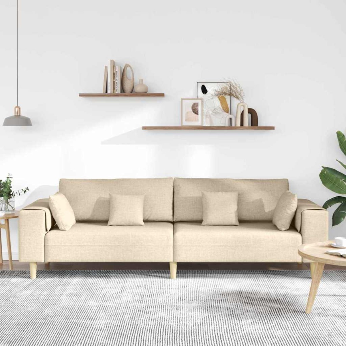 vidaXL Καναπές Κρεμ 250 x 77 x 76 εκ. ύφασμα