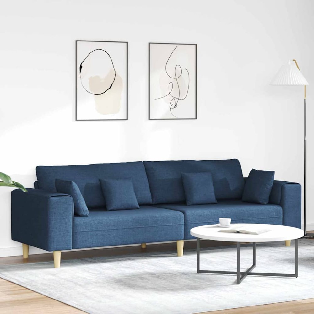 vidaXL Καναπές με μαξιλάρι Μπλε 250 x 77 x 76 εκ. ύφασμα