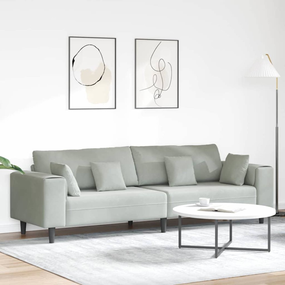 vidaXL Καναπές Ανοιχτό γκρι 250 x 77 x 76 εκ. Βελούδο