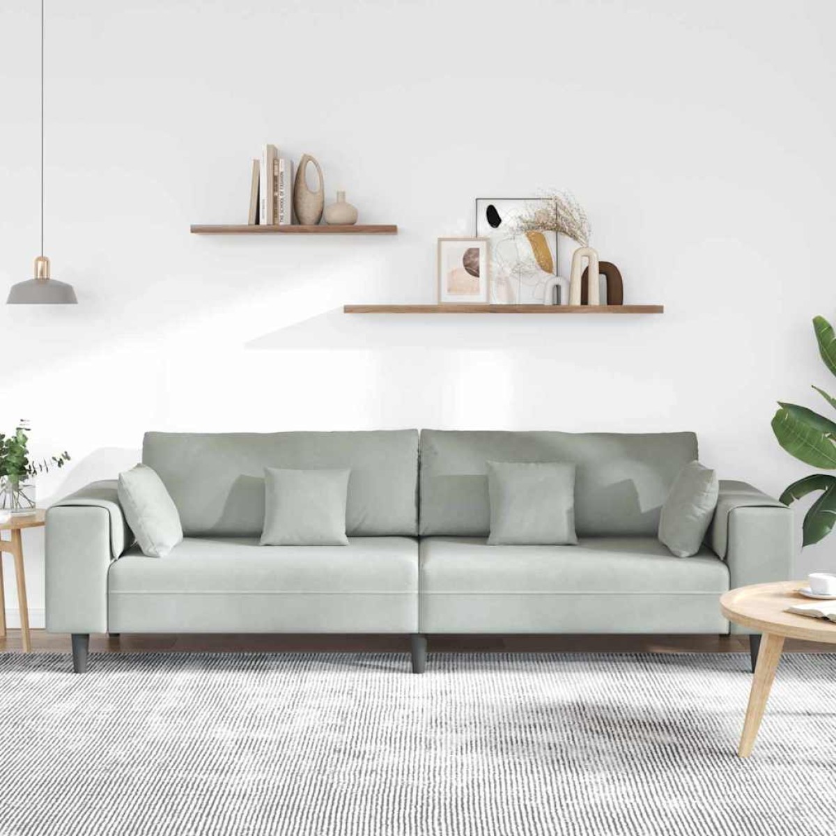 vidaXL Καναπές Ανοιχτό γκρι 250 x 77 x 76 εκ. Βελούδο