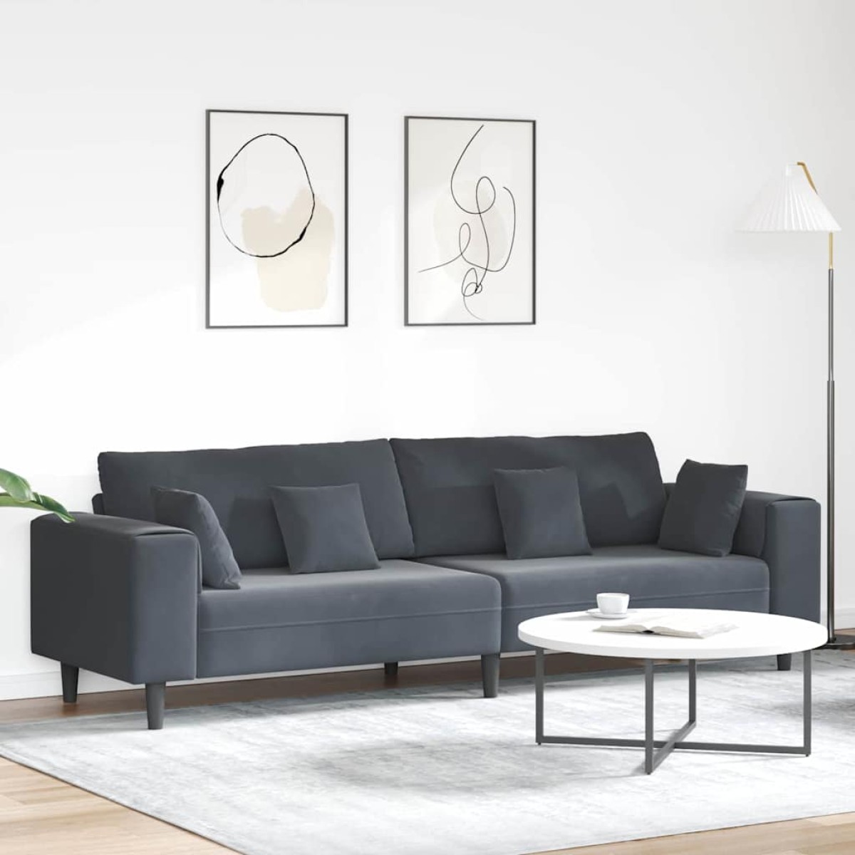 vidaXL Καναπές Σκούρο Γκρι 250 x 77 x 76 εκ. Βελούδο