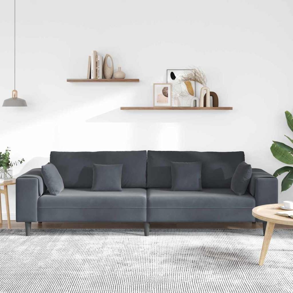vidaXL Καναπές Σκούρο Γκρι 250 x 77 x 76 εκ. Βελούδο