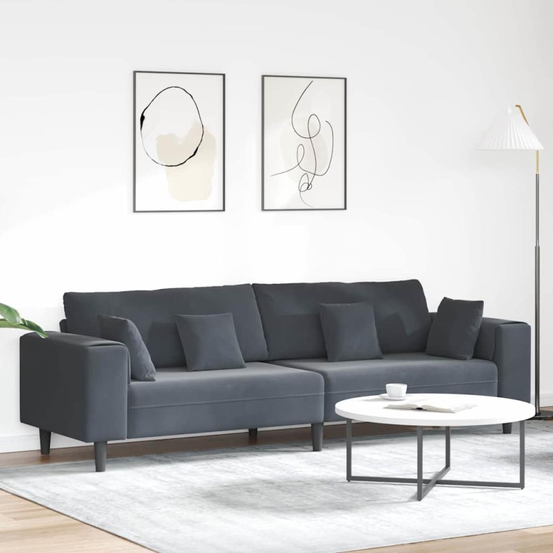 vidaXL Καναπές Σκούρο Γκρι 250 x 77 x 76 εκ. Βελούδο