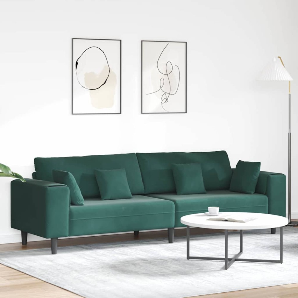 vidaXL Καναπές Σκούρο Πράσινο 250 x 77 x 76 εκ. Βελούδο