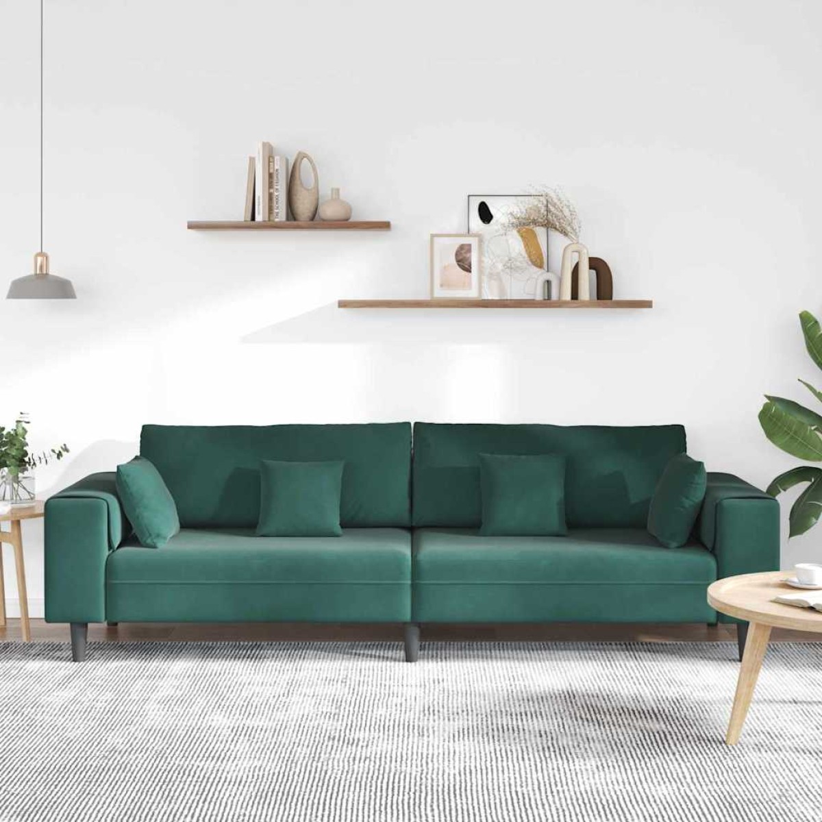 vidaXL Καναπές Σκούρο Πράσινο 250 x 77 x 76 εκ. Βελούδο
