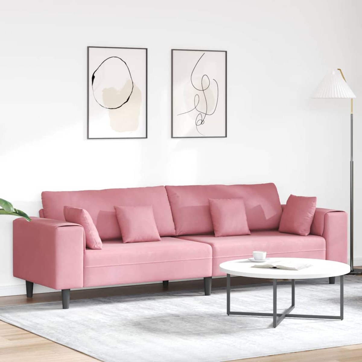 vidaXL Καναπές Ροζ 250 x 77 x 76 εκ. Βελούδο