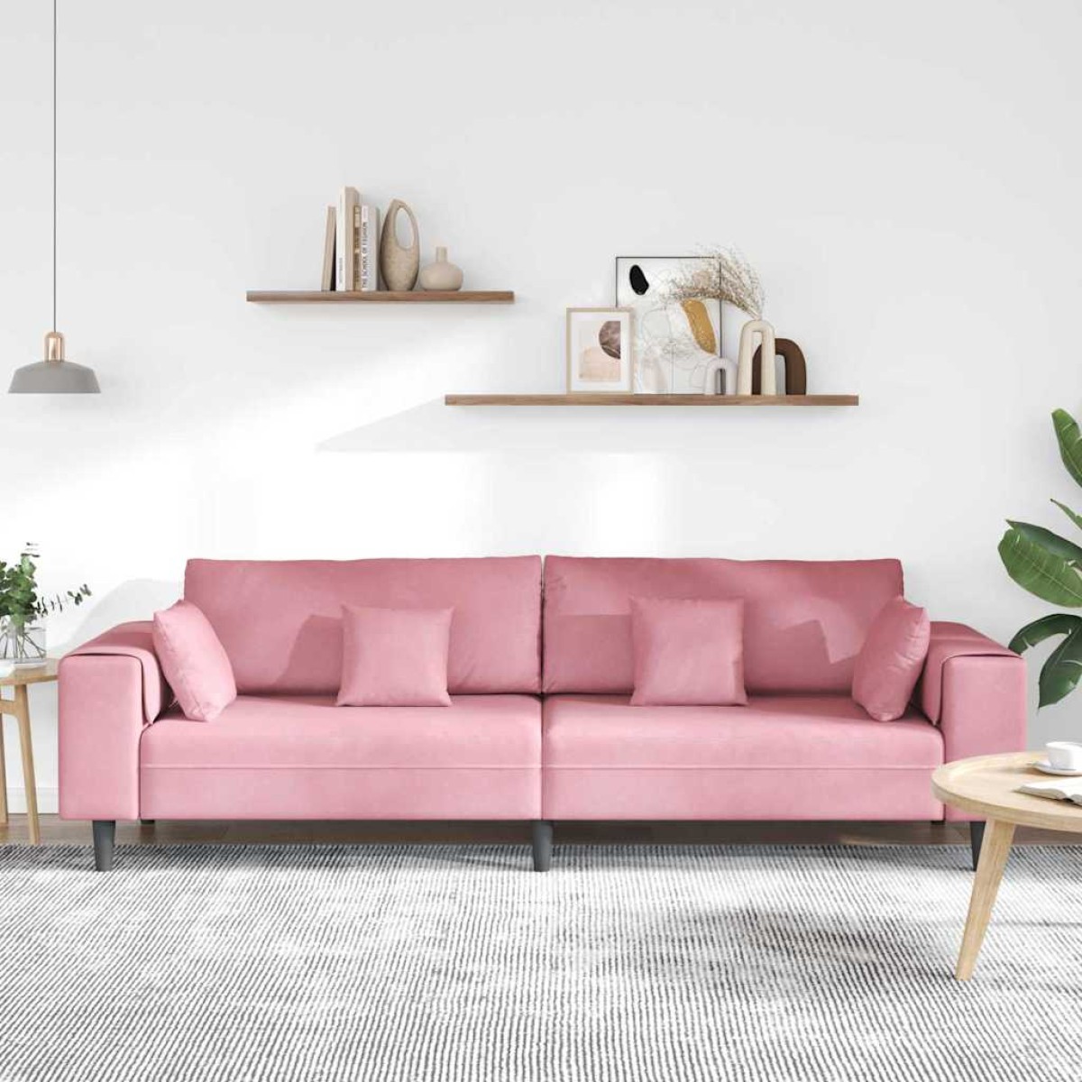 vidaXL Καναπές Ροζ 250 x 77 x 76 εκ. Βελούδο