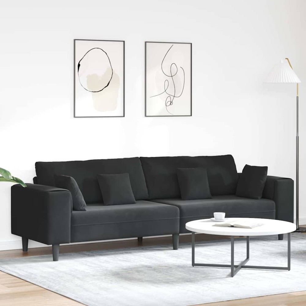 vidaXL Καναπές Μαύρο 250 x 77 x 76 εκ. Βελούδο