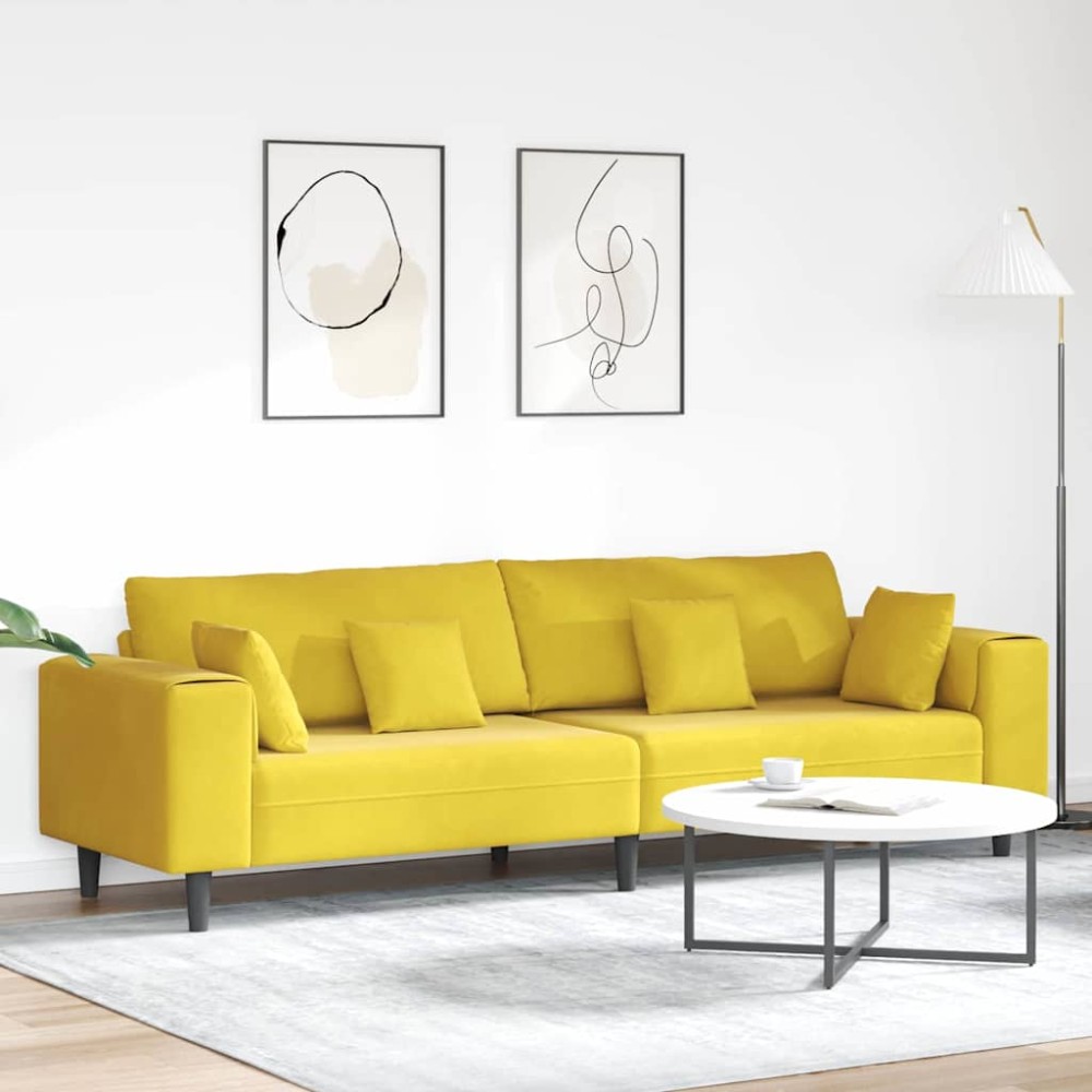vidaXL Καναπές Κίτρινο 250 x 77 x 76 εκ. Βελούδο