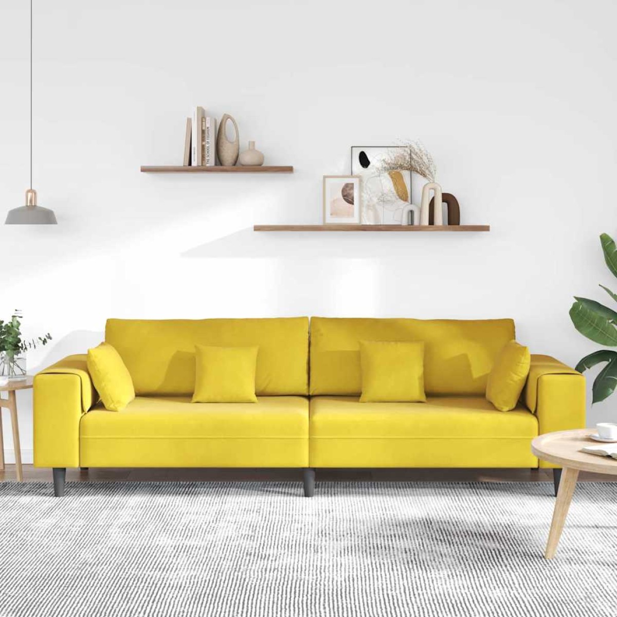 vidaXL Καναπές Κίτρινο 250 x 77 x 76 εκ. Βελούδο